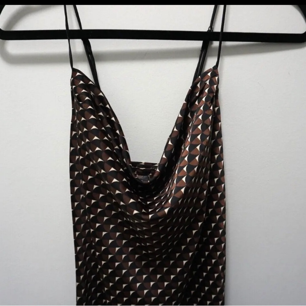 Banana Republic Cowl Neck Satin Slip Valley Printed Midi Dress XS - Picture 3 of 8